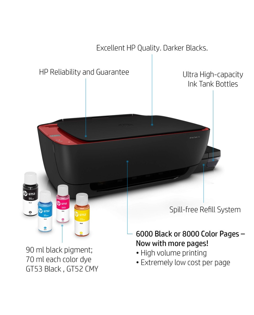 HP Ink Tank 316 All-in-one Colour Printer with Upto 7500 Black and 8000 Colour Pages Included in The Box - Print, Scan & Copy for Office/Home