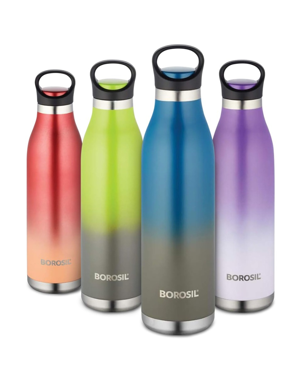 Borosil Stainless Steel Hydra ColourCrush - Vacuum Insulated Flask Water Bottle, 700 ML, Blue