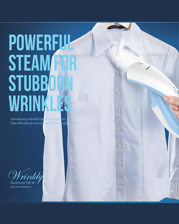 HAVELLS Wrinkly Hand Held 920 W Garment Steamer  (Blue)