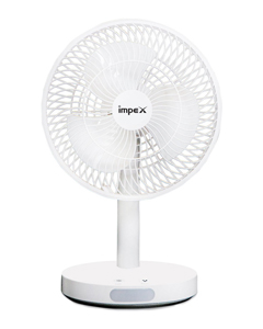 IMPEX Rechargeable Fan (BREEZE D2N) with LED Light 180 mm 3 Blade Table Fan  (White, Pack of 1)